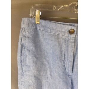 J Jill LOVE LINEN Blue Cropped Wide Leg Pants Ladies Size‎ M Summer Casual